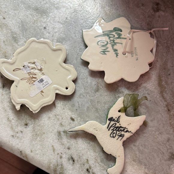 Gail Pittman Floral and Hummingbird Ceramic Ornaments - Picture 2 of 2
